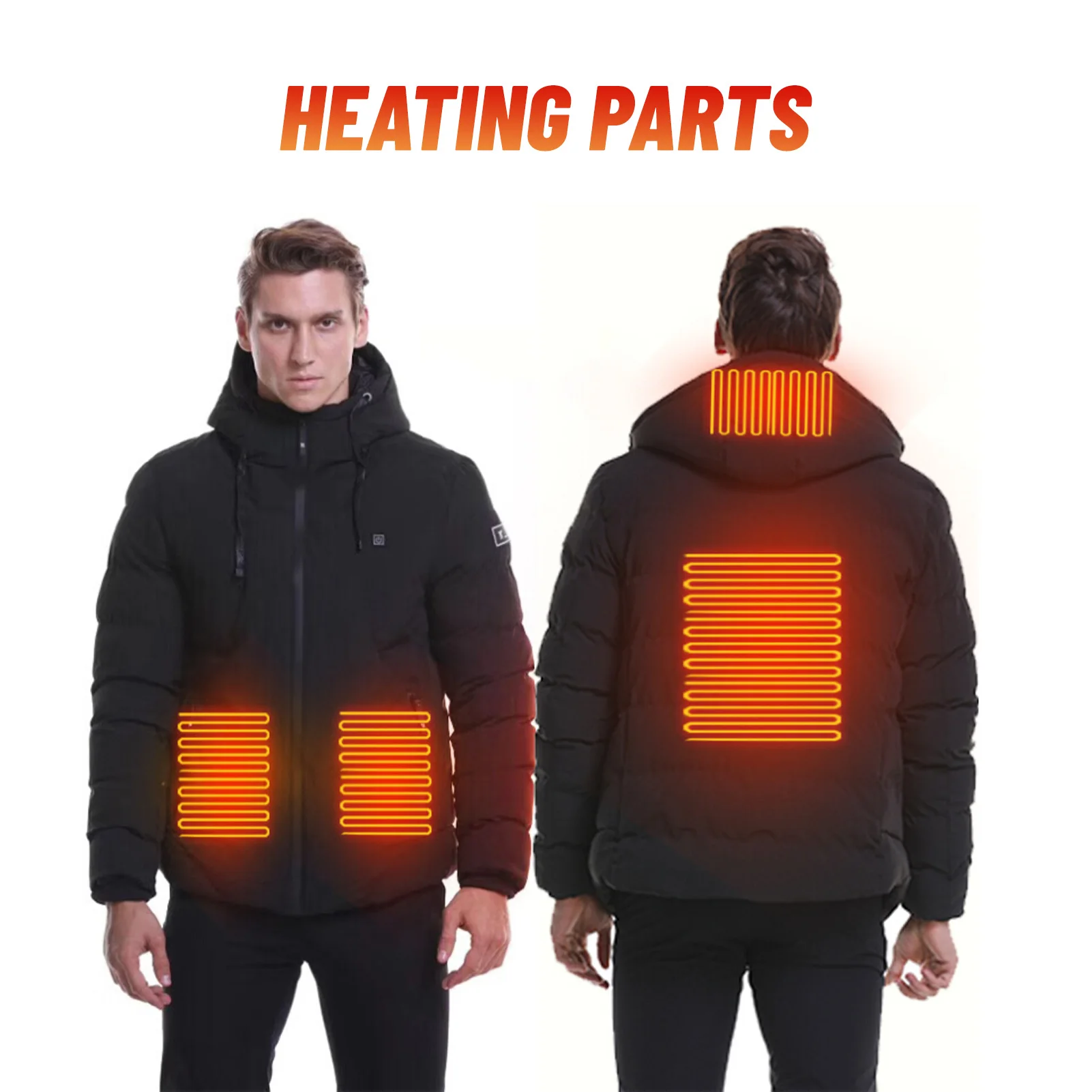 

Men Heated Coat USB Electric Warm Jackets Thick Winter Hoodie for Outdoor Sports Winter Skiing Skateboard Camping Equipment