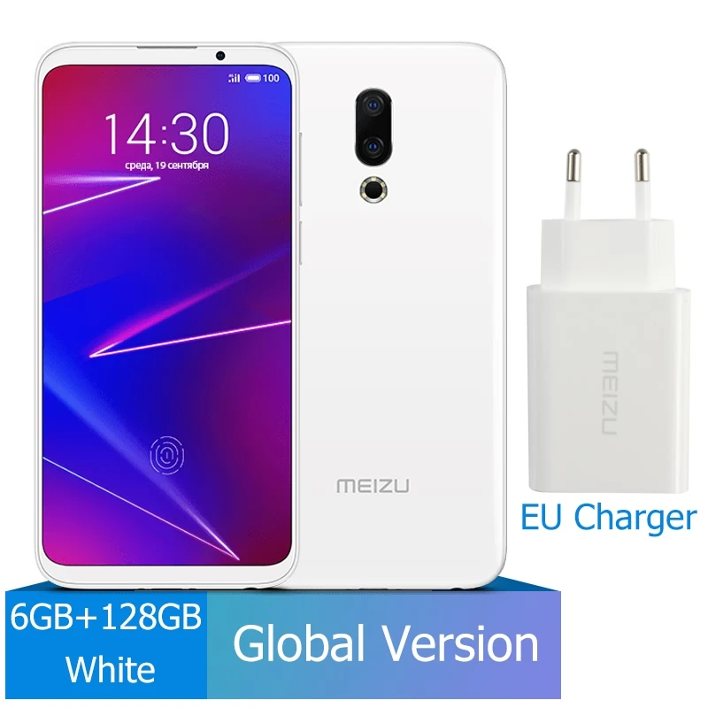 128G White Meizu 16, 6 ГБ, 64 ГБ, глобальная версия, Смартфон Snapdragon 710, четыре ядра, мобильный телефон на фронтальной панели 20 МП, 3100 мАч, встроенный экран, отпечаток пальца - Цвет: 128G White
