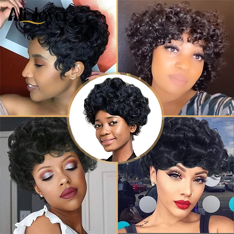 

Bouncy Curl Bob Wigs Black Hair Wig Non Lace Wig Short Bob Wigs For Black Women Brazilian Remy Human Hair Wig Machine Made Wig