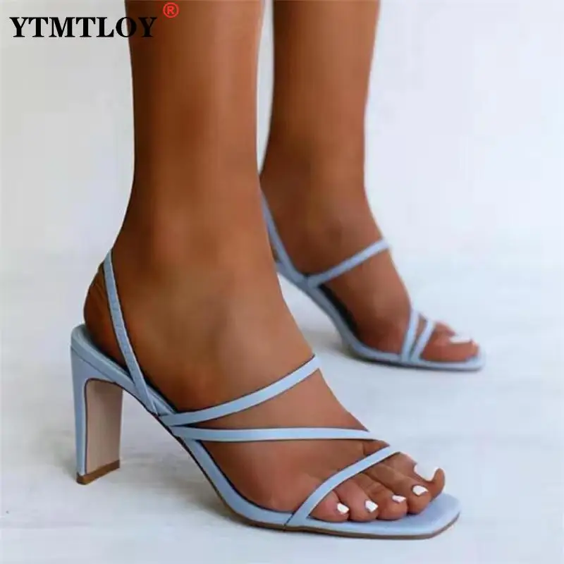 

Туфли-лодочки женские на высоком каблуке, сандалии с открытым носком, тонкий ремешок, повседневная обувь для вечеринки, летние