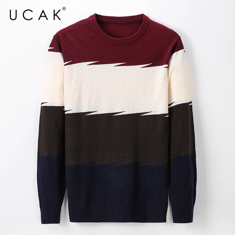 

UCAK бренд осень зима Повседневные свитера Мужская одежда уличная мода длинный рукав свитер круглый вырез пуловер Homme одежда U1075