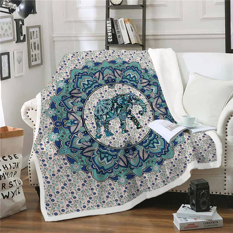 

Bohemia 3D Printing Plush Fleece Blanket Adult Fashion Quilts Home Office Washable Duvet Casual Kids Girls Sherpa Blanket