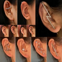 new ear needle wrap crawler hook earrings for women surround auricle diagonal stud copper inlaid zircon piercing earrings 1 pc