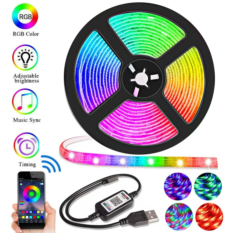 

Умные светодиодные ленты 1/2/5 м RGB 5050 SMD, гибкая светодиодная лента RGB «сделай сам», Светодиодная лента 5 м 10 м, Диодная лента постоянного тока 5 ...
