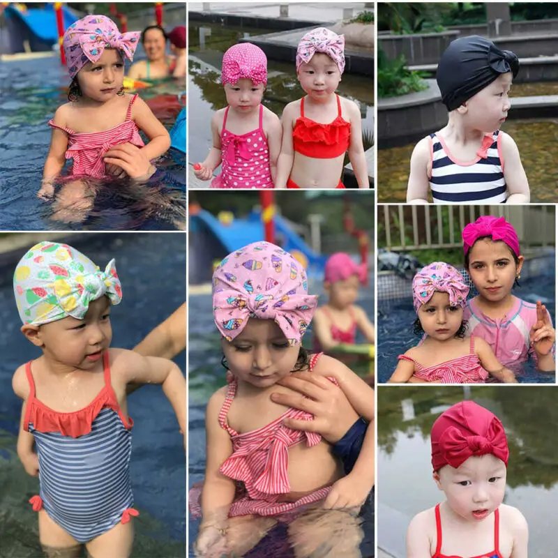 Детская водонепроницаемая шапочка для плавания с бантиком маленьких мальчиков и