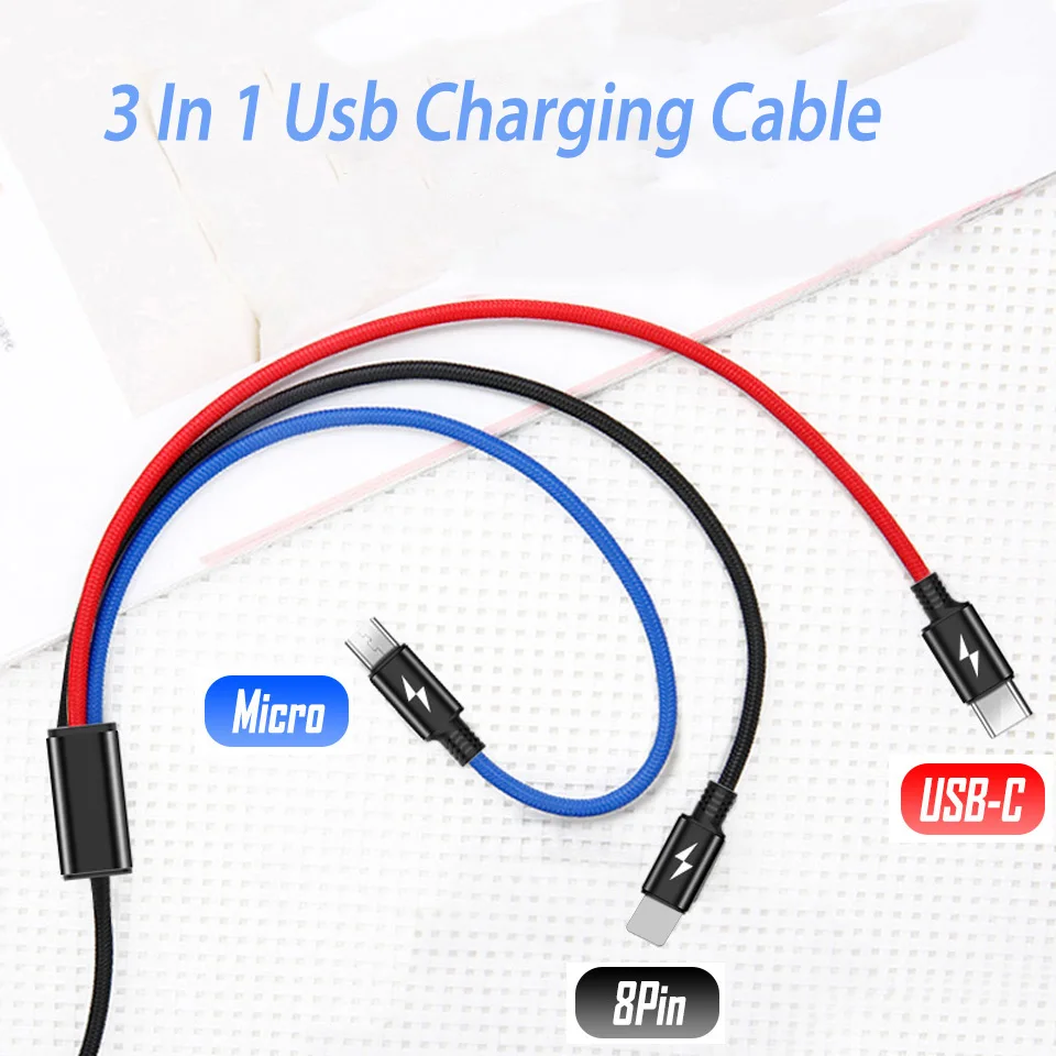 Usb-кабель 3 в 1 2 м метра зарядный кабель Usb Type-C для Huawei P20 Pro Mate 20 Xiaomi Mi 9 8 | Мобильные