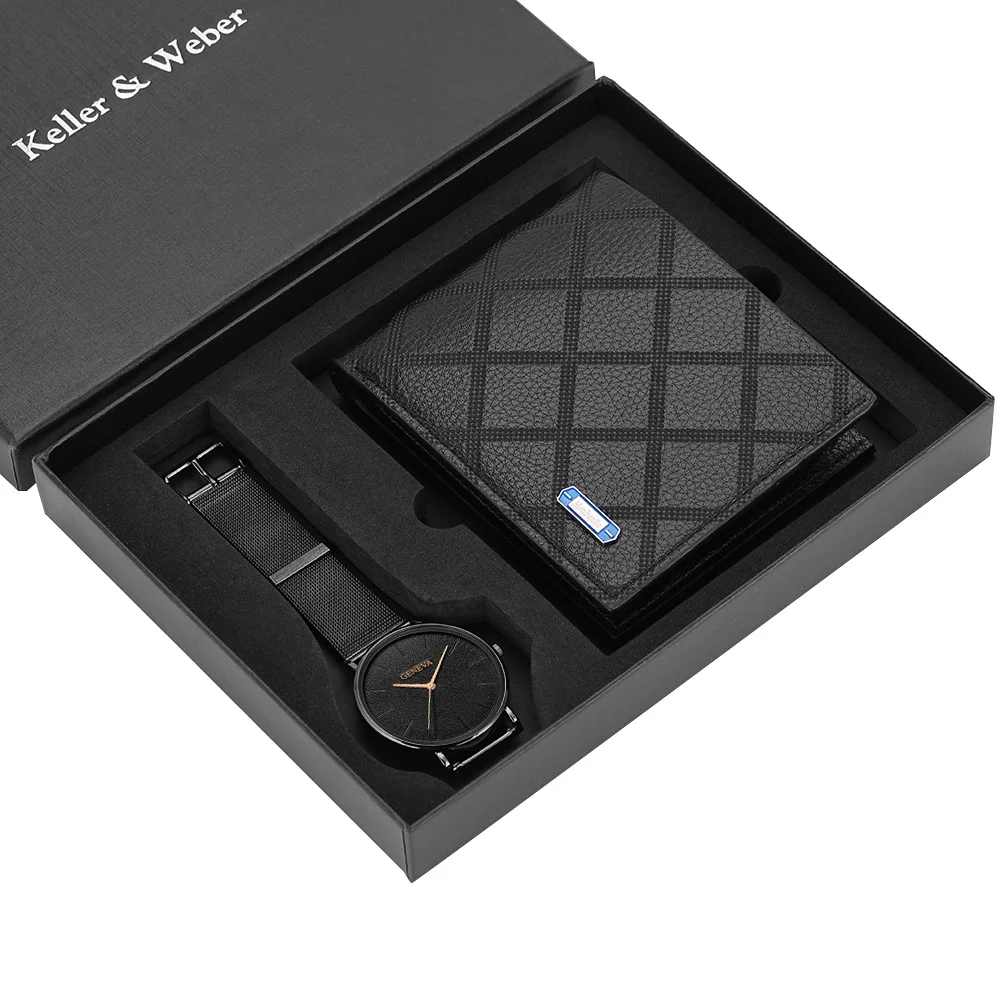 

2Pcs/set Boutique Gift Set Wallet/Quartz Watch Set Watches for Men