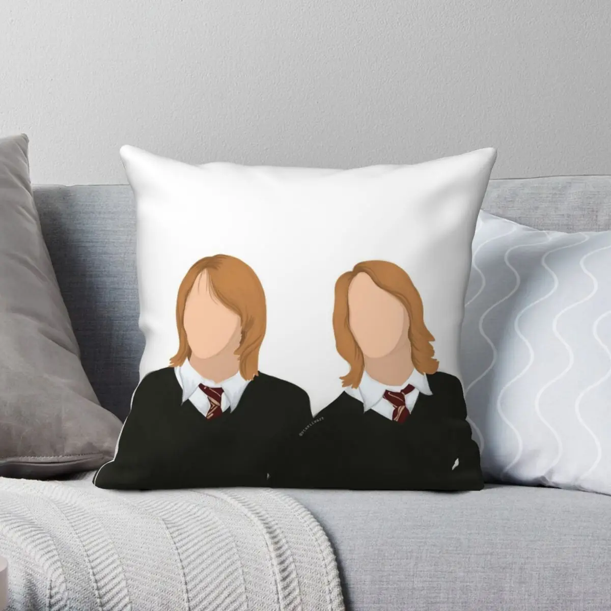 

The Weasley Twins Square Pillowcase Polyester Linen Velvet Creative Zip Decor Pillow Case Bed Cushion Cover