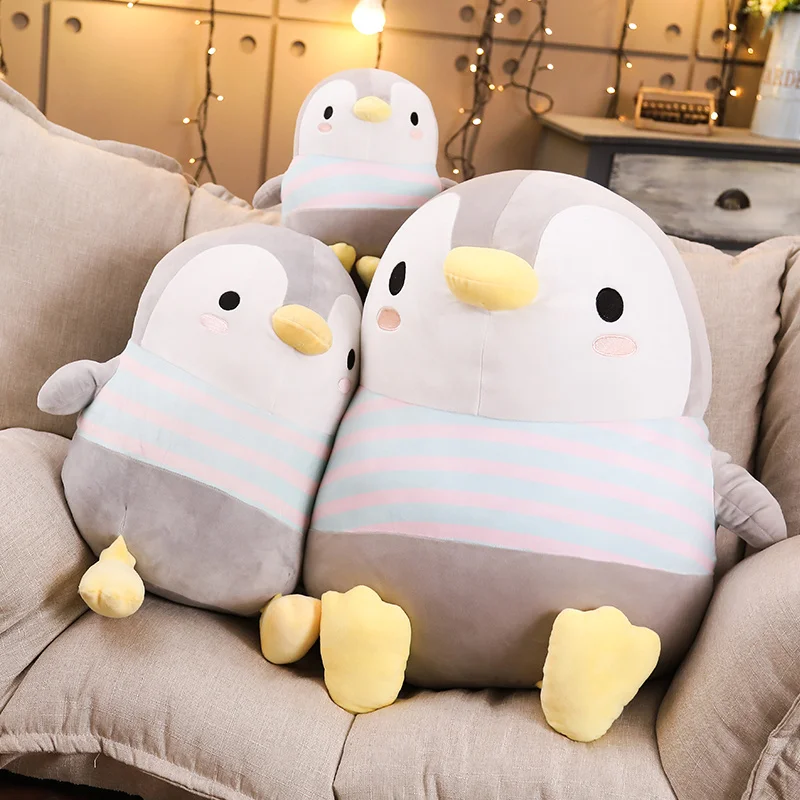 

30/50cm Fatty Stripe Penguin Stuffed Plush Toy Antarctic Animals Grey Baby Family Penguins Soft Doll Kids Adults Comforting Gift