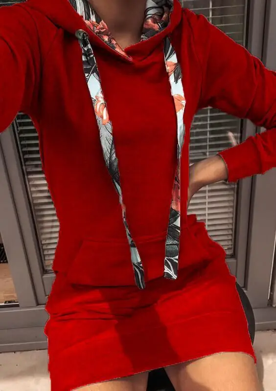 

Spring and Autumn Fashion Street wear women's mid-length hoodie 2021 Women's casual sport pullover pocket solid color hoodie com