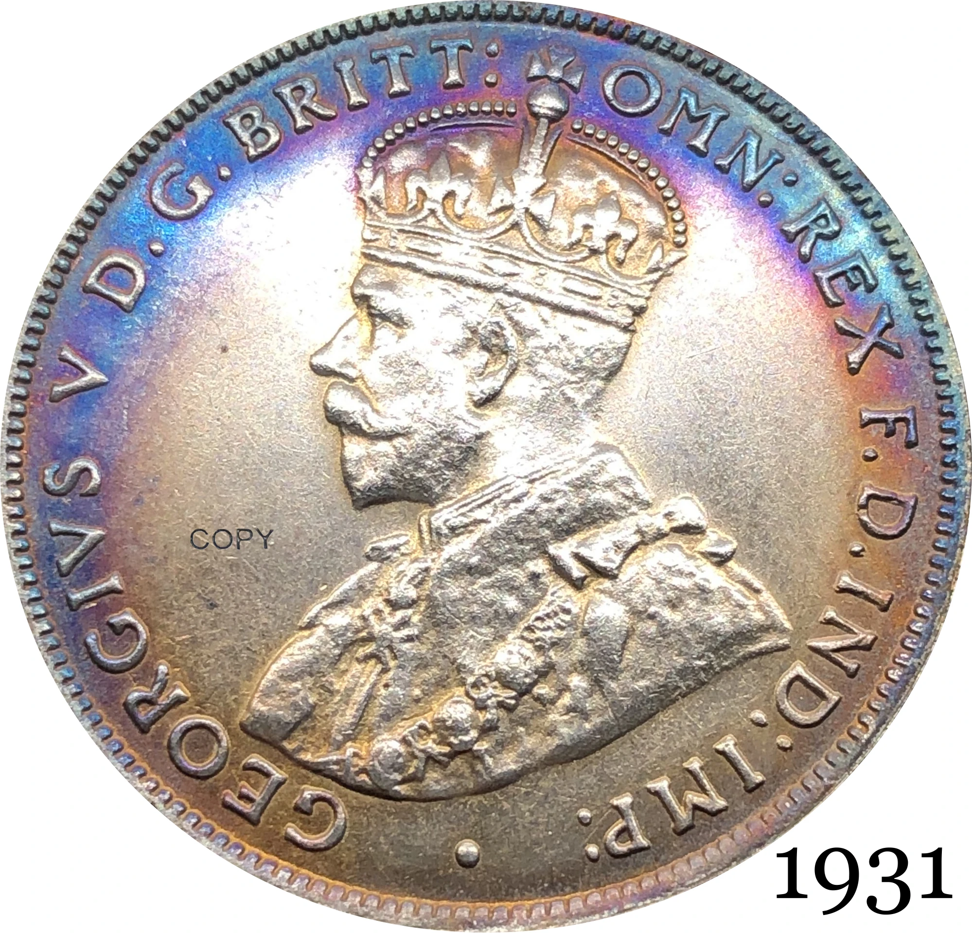 Австралия 1931 1 один Флорин два 2 шиллинга Джордж В купроникель Серебряная КОПИЯ