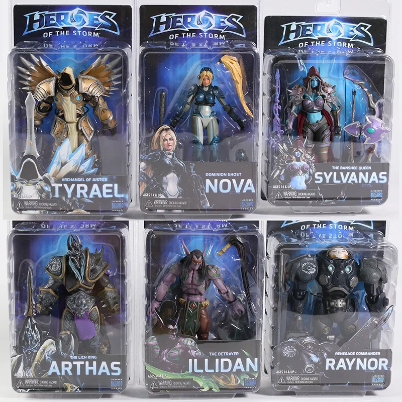 

NECA Heroes of The Storm Illidan NOVA Sylvanas Raynor Arthas Tyrael 7" Action Figure Collection