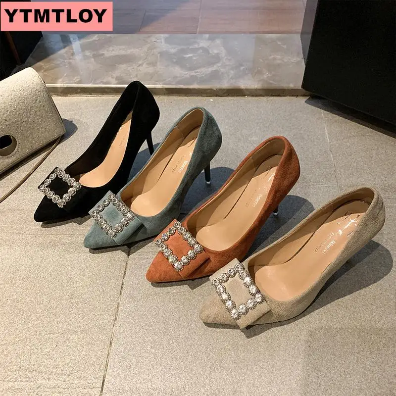 Новая модель замшевых туфель Кеды стразы Женские туфли с закрытым носком