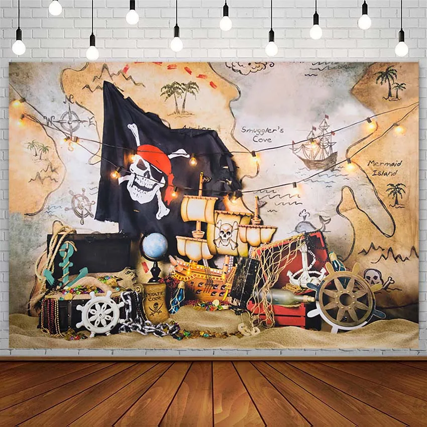 Фон для фотографирования мальчиков с изображением пиратского корабля дня