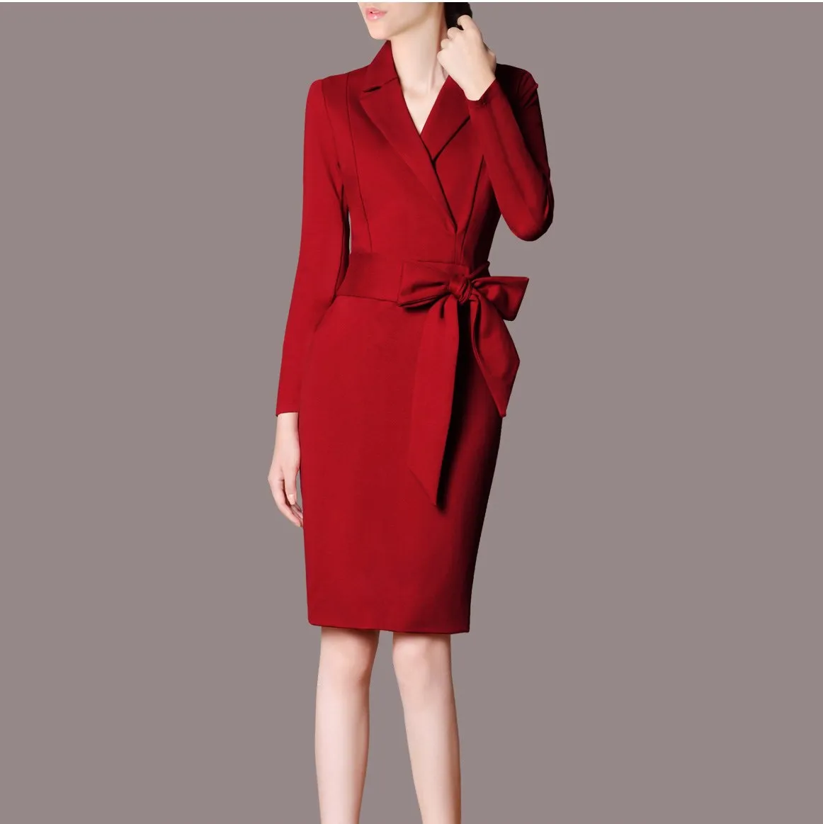 Женское платье карандаш осеннее черное красное повседневное|Женские платья| |