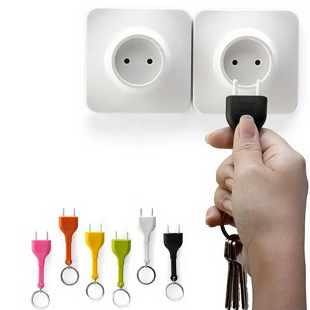 

1PC Anti-lost Suction Unplug Key Chain Rack Cute Home Wall Decroation Design Unplug Keyring Socket Keychain Key Ring Holder