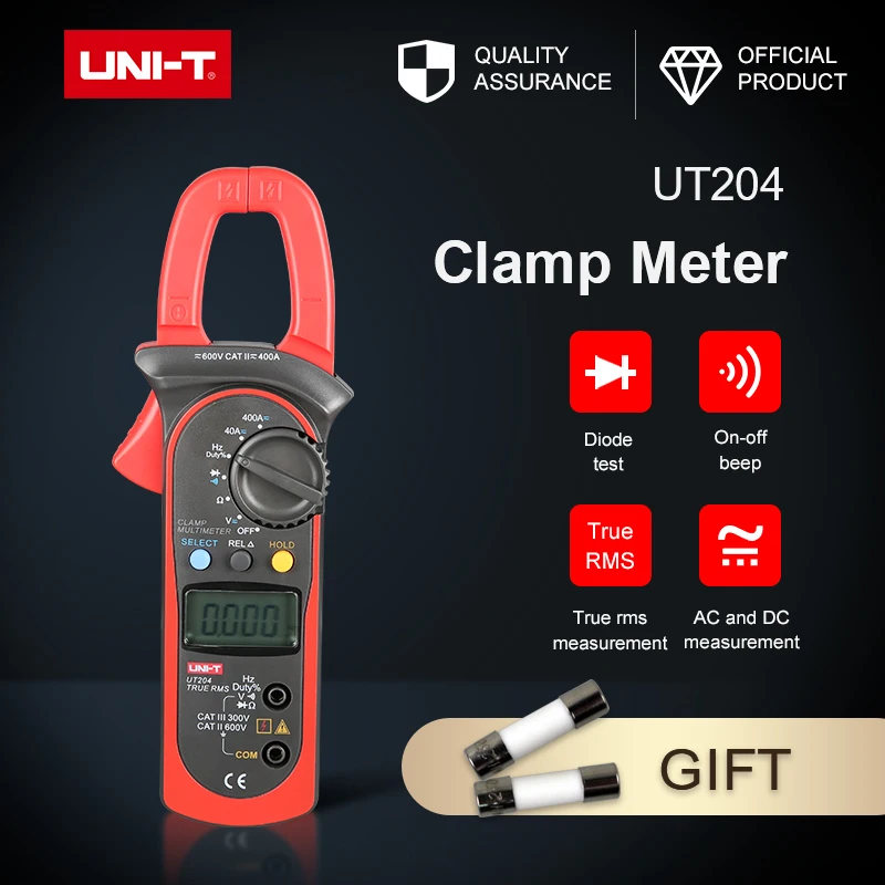 Цифровой токометр 400A True RMS UT204 переменный ток постоянный сопротивление емкость
