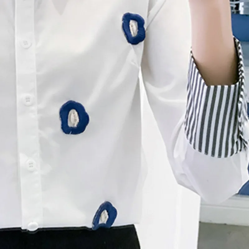 Повседневные женские топы и блузки с длинным рукавом принтом Осень-зима 2019