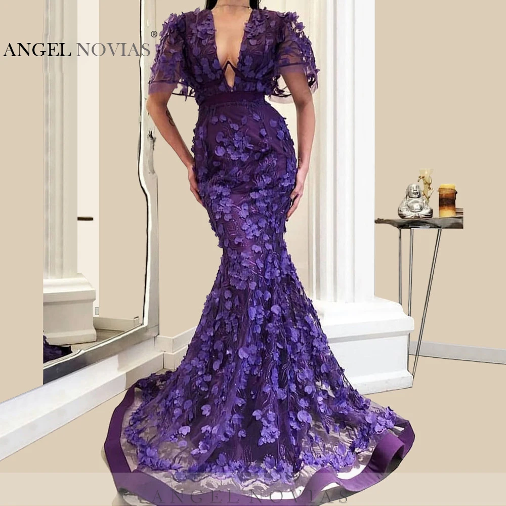 Фиолетовое кружевное вечернее платье Русалка 2020 Дубай марокканские Сексуальные