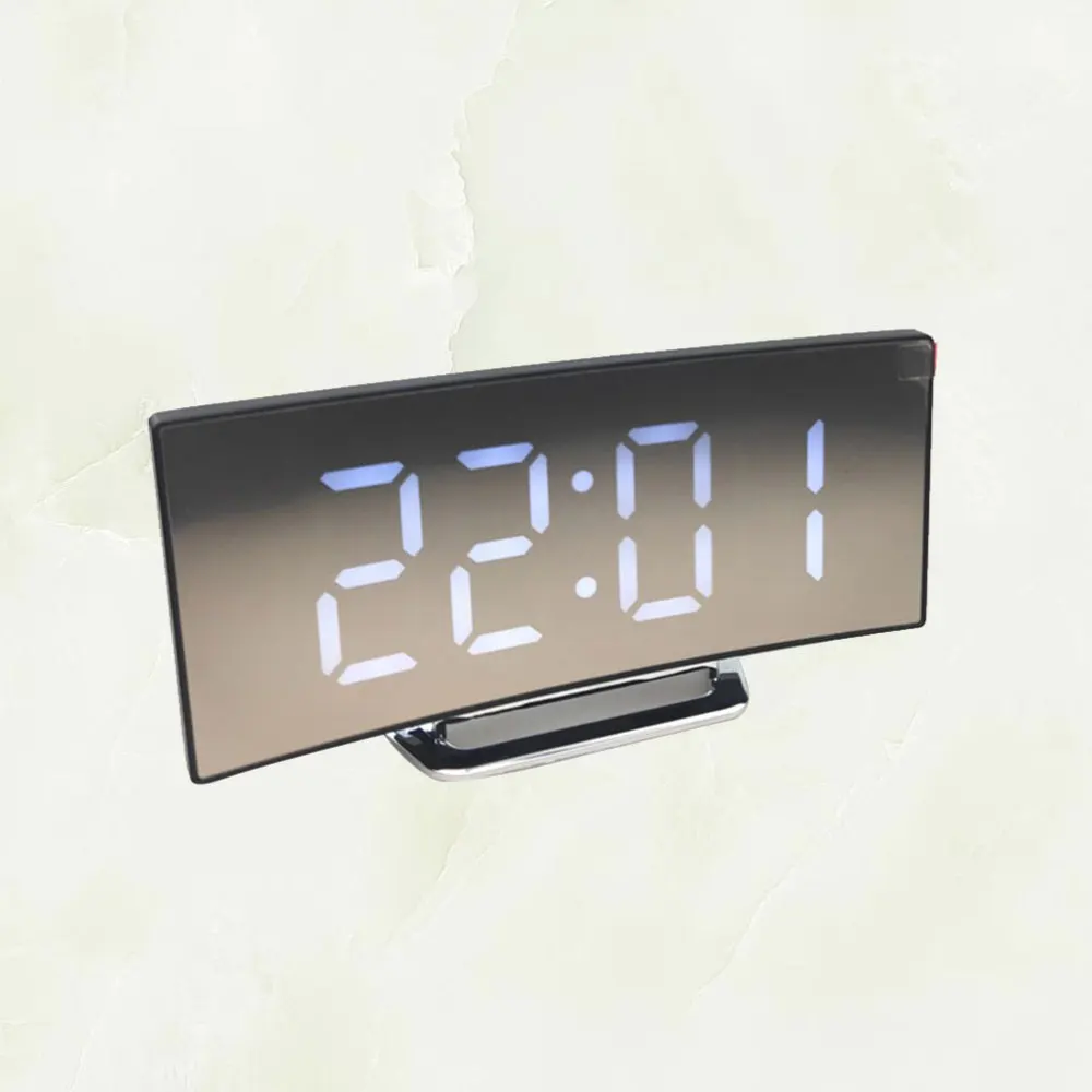 

Large Screen Alarm Clock LED Durable Practical Mirror Mute Alarm Clock for Home School (White)