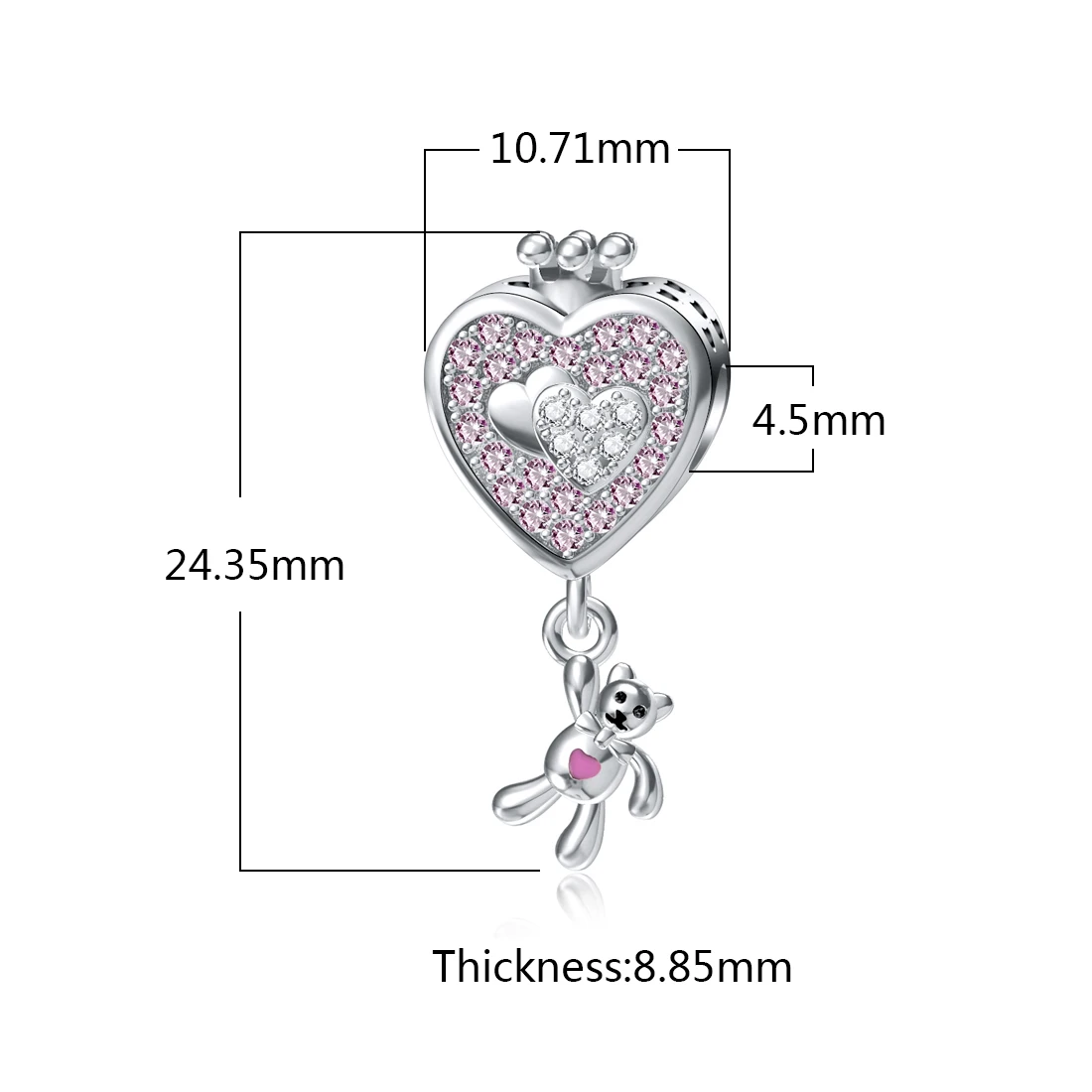 Подвески Jiayiqi Love Bear 925 пробы серебристые розовые CZ бусины подходят для Pandora