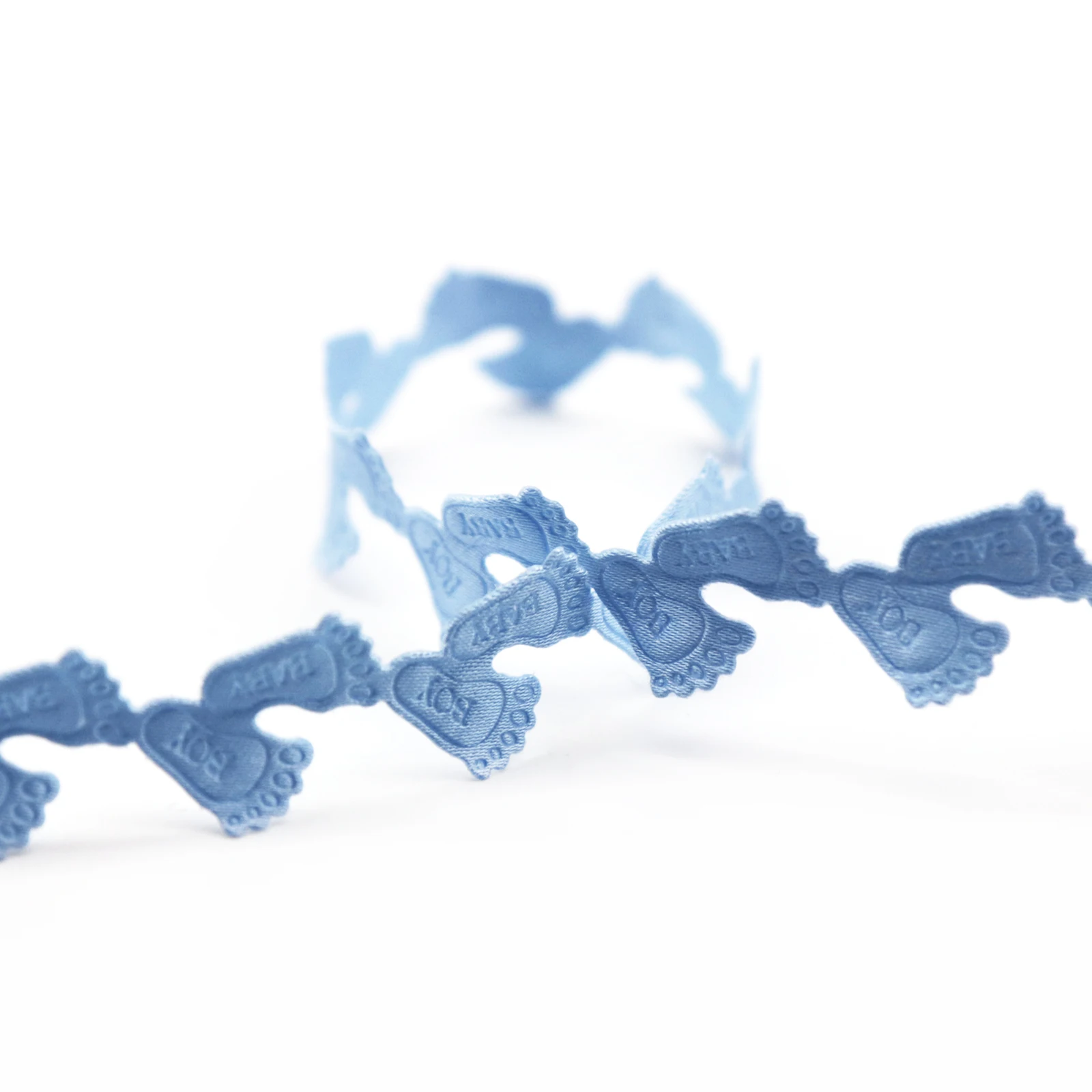 5 ярдов/Лот розовая голубая носков с рисунком в виде следов кружевной отделкой