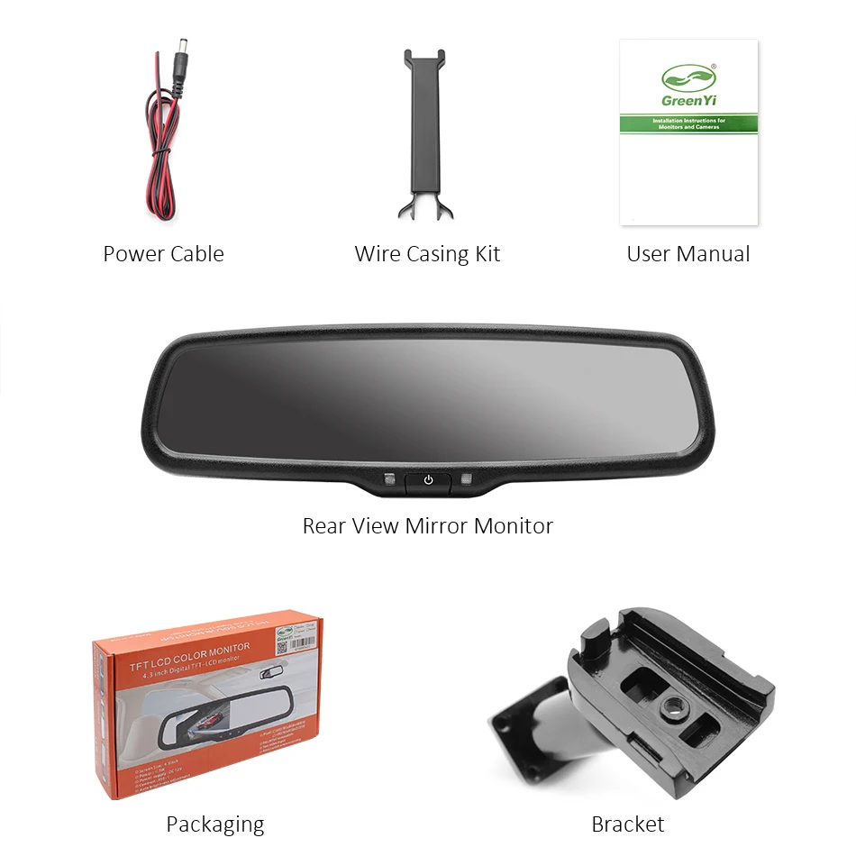4 3 дюймовый TFT ЖК дисплей Автомобильный кронштейн зеркало заднего вида монитор с 2