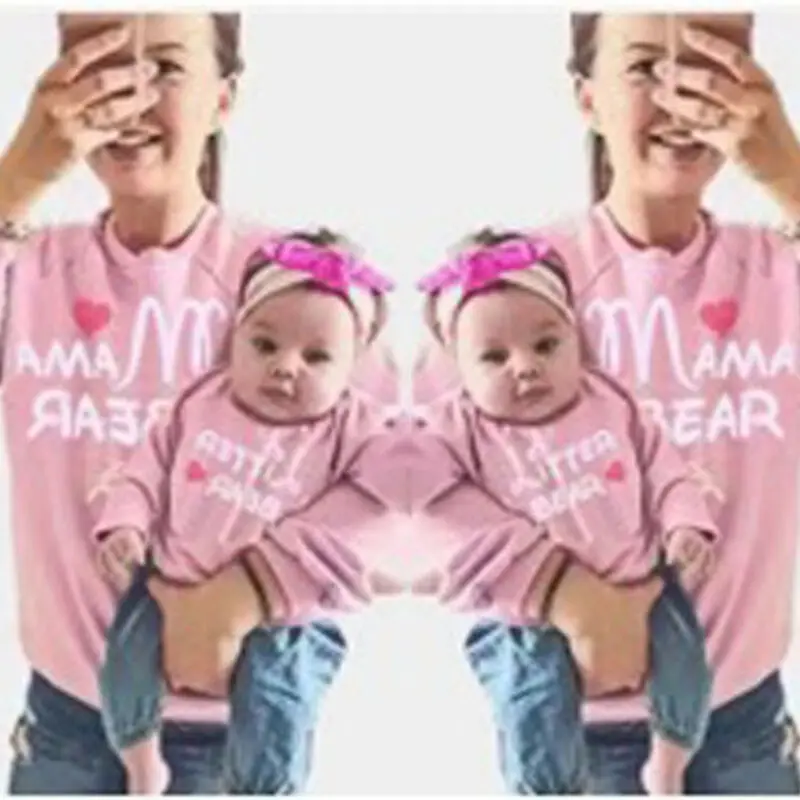 Одинаковые наряды для мамы и дочки Женская Осенняя Толстовка с длинным рукавом