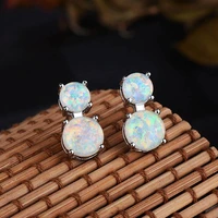 black angel luxury elegant double fire opal earrings 2020 new 925 silver opal hamsa stud earring for women jewelry wholesale