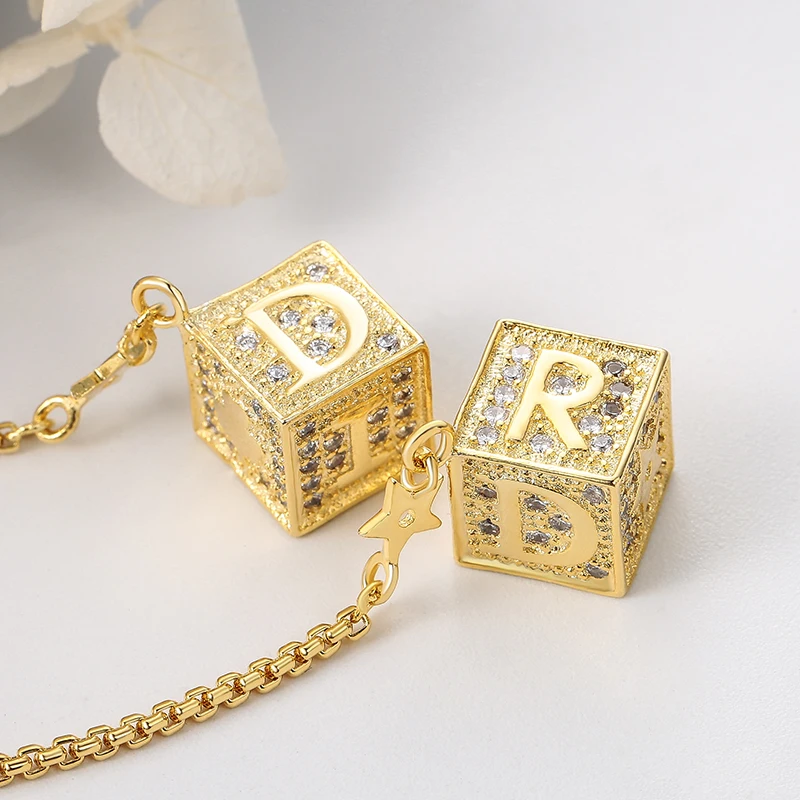 

C1633 S925 Silver needle square letter zircon pendant with long tassel asymmetrical earrings for ladies3