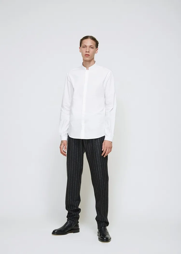 Мужская одежда GD Парикмахерская Модная приталенная рубашка с воротником-стойкой