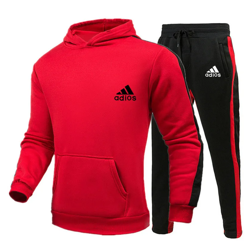

2021New Tracksuit Men 2 Pieces Set Sweatshirt + Sweatpants Sportswear Zipper Hoodies Casual Mens Clothing Ropa Hombre Size S-3XL