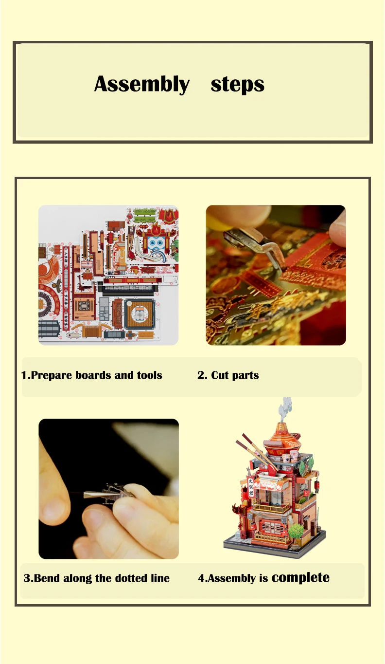 

MU Tea House 3D Metal Kits DIY Assemble Puzzle Laser Cut Jigsaw Building Toy YM-N104-B