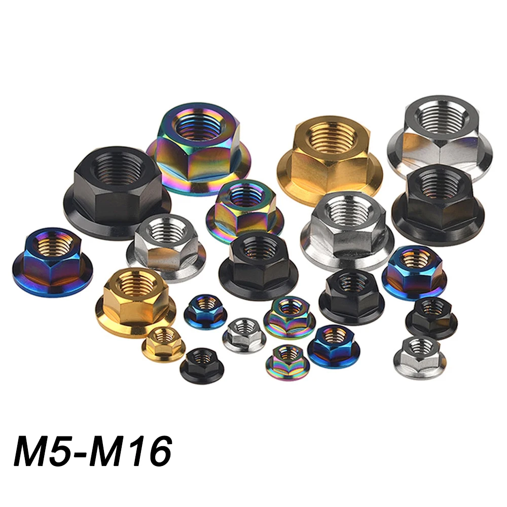 Титановые гайки Xingxi Ti M5 M6 M8 M10 M12 M14 M16 фланцевые болты аксессуары для мотоцикла