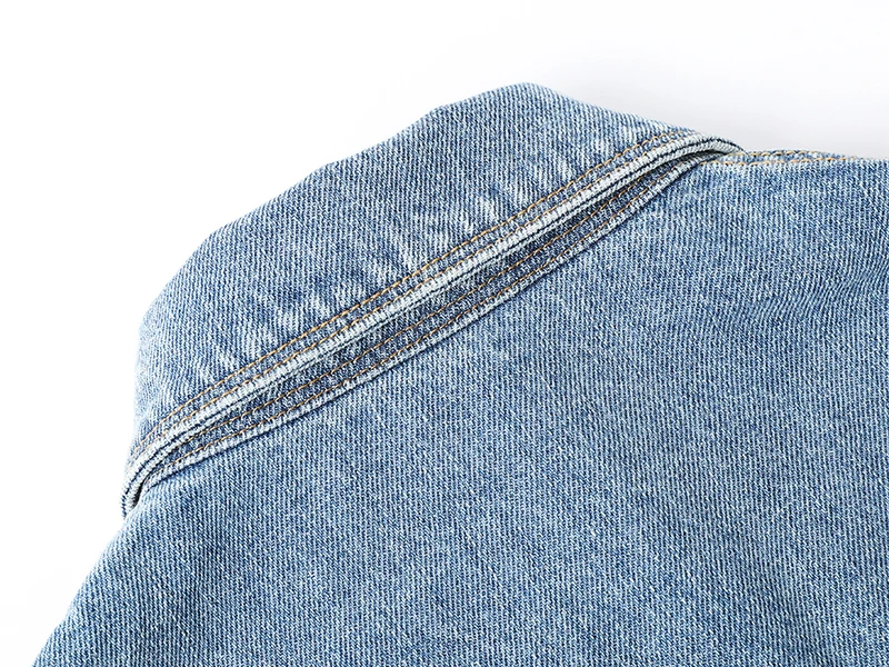 

CHICEVER Denim Jacket For Women Lapel Collar Long Sleeve Patchwork Zippers Pockets Vintage Jackets Female 2020 Designer Clothing