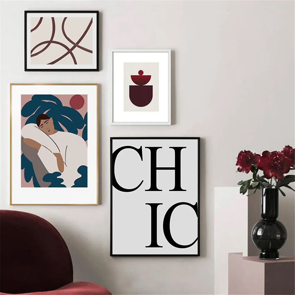 

House Chic Girl Lines Wall Art Canvas Paint Abstract Nordic Posters Minimalist Living Room Decor21-128-2-22