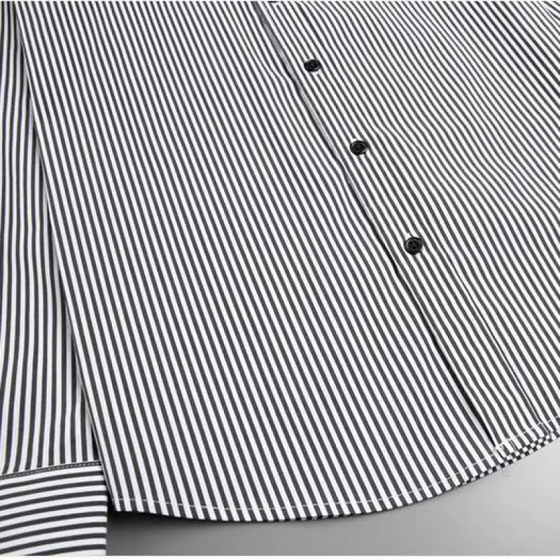 

Long Sleeve Male Shirts High Quality Stripe Casual Mens Dress Shirts Fashion 100% Cotton Slim Fit Party Man Shirts 3XL