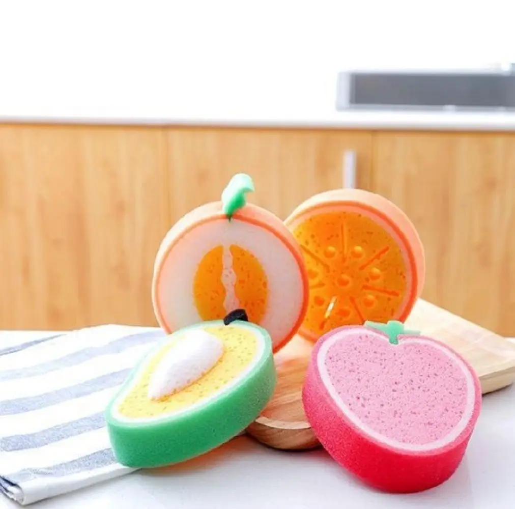 

Pads Household Cleaning Tools Accessories Home Fruit Spong Mop Strong Cleaning Kitchen Supplies Dish-washing Sponge