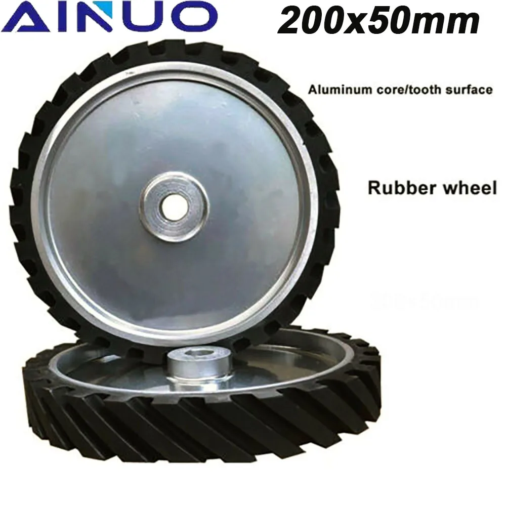 

200*50mm Serrated Rubber Contact Wheel Belt Sander Polishing Wheel Abrasive Sanding Belts Set Belt Grinder