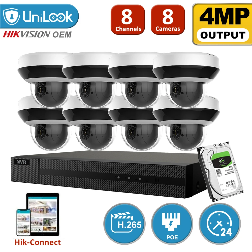 Hikvision OEM продукт 8CH NVR 8 шт. 4MP ip камера Поддержка 4X зум Встроенный микрофон H.265