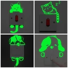 Мультфильм светящийся Переключатель наклейка светится в темноте кошка собака настенные наклейки домашний декор Детская комната украшение флуоресцентная наклейка Diy
