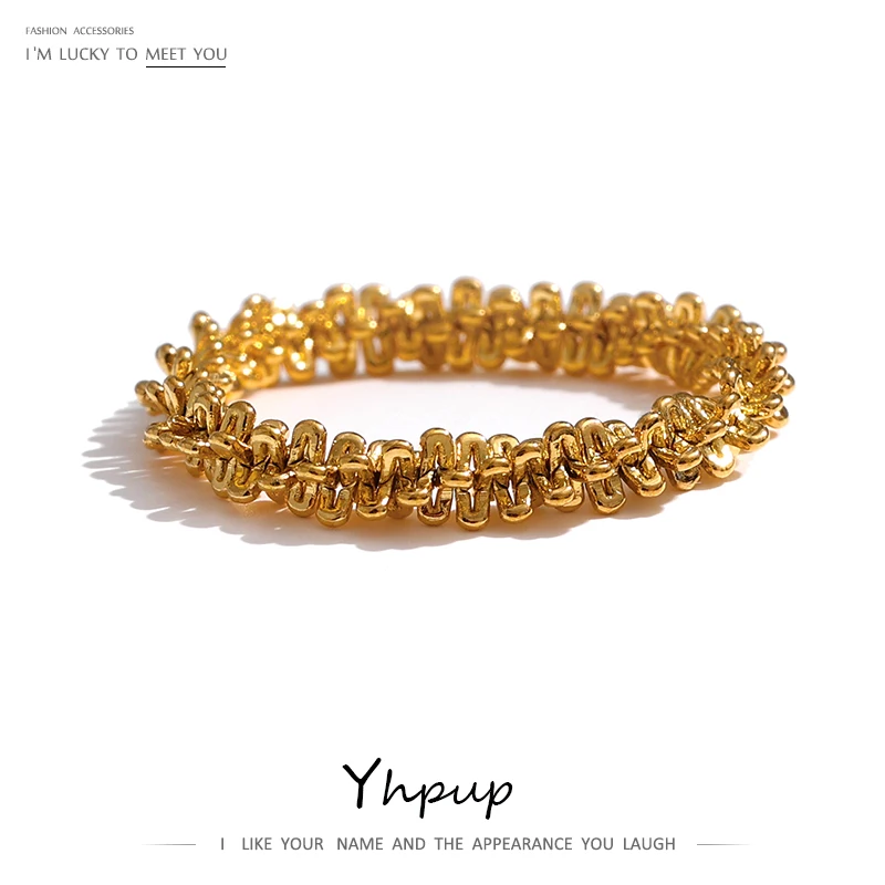 Yhpup – bague torsadée en acier inoxydable pour femmes  Bijoux ronds de haute qualité en métal or