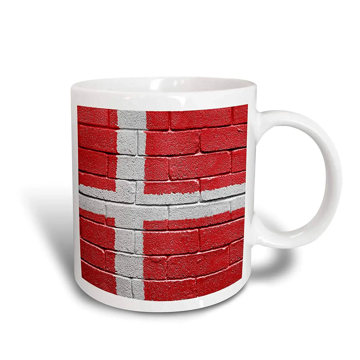&quotNational flag of Denmark painted onto a brick wall Danish&quot Mug 11 oz Red | Mugs