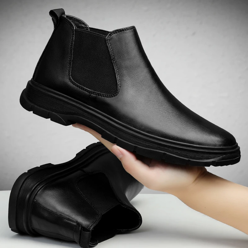 Ботинки Челси мужские из натуральной кожи модные повседневные ботинки без