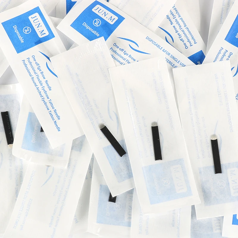 100 шт., 16 штифтов, u-образная игла, диаметр 0,25 мм, перманентные иглы для макияжа бровей, 3D Ручная вышивка C0