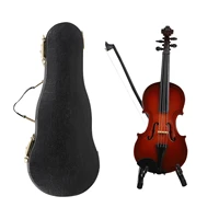 1 set mini violin ornament with support miniature wooden musical instruments collection decorative ornaments musical toys