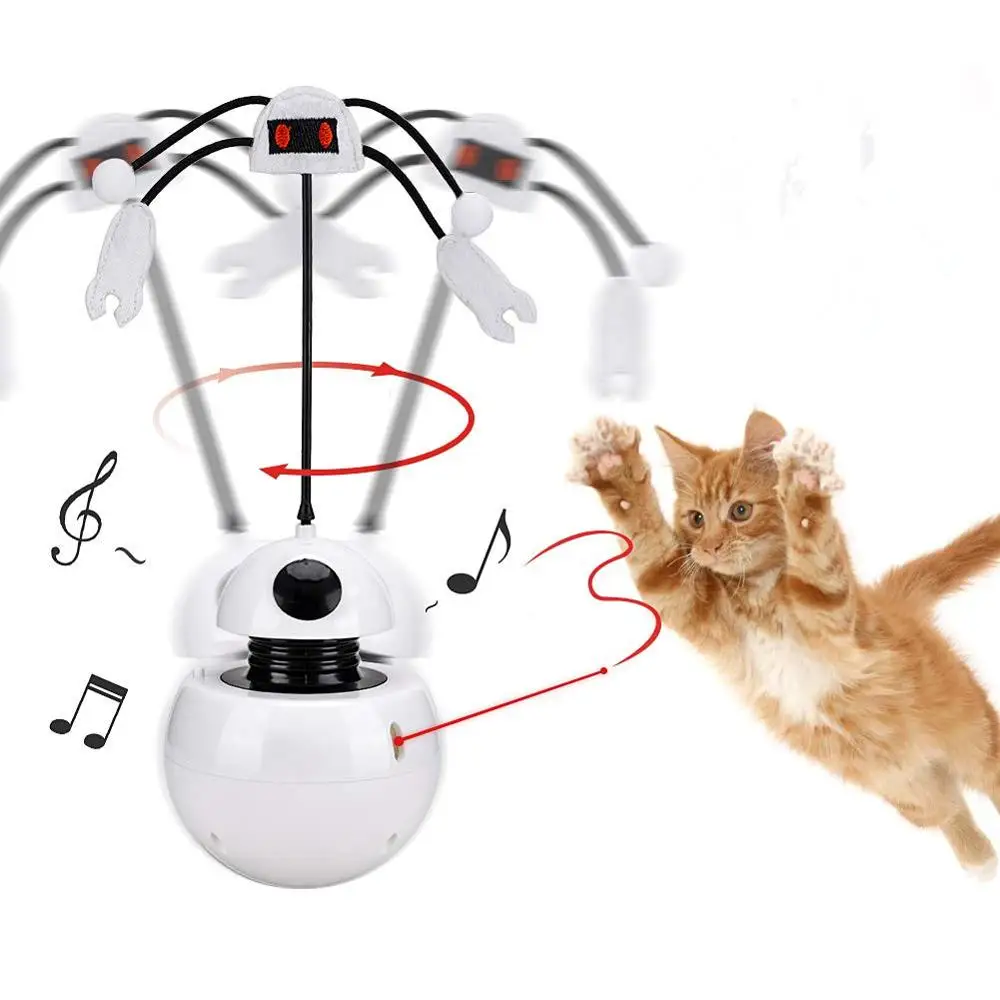 

Cat Automatic Interactive Toys 3in1 Teaser Rotating Tumbler Pet Kitten Light Pointer Toy with Voice Multifunction Cat Fun Chaser