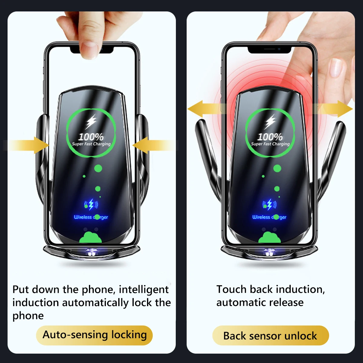 automatic clamping car wireless charger holder 15w qi car phone bracket for air vent mount intelligent infrared fast charger free global shipping