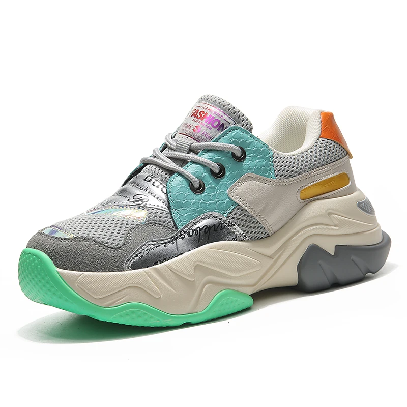 

Plus Size Women Vulcanized Shoes Women's Mesh Sneakers Colorful Woman Shoes Thick Sole Height Increasing Platform Sneakers