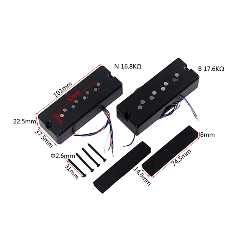 

Electric Guitar Neck Bridge 4-String Soapbar Humbucker Bass Pickup Set